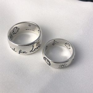 Luxury Designer Jewelry band Rings Multi-element Retro Style Flower Bird Letters Fashion Brand Width Narrow Silver Mens Womens Party Couples