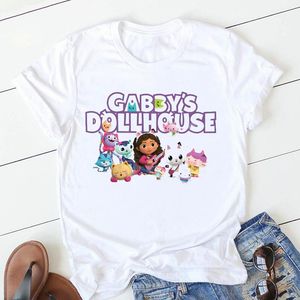 Damen T-Shirt Kawaii Frauen T-Shirts Süßes Gabbys Puppenhaus T-Shirt Cartoon Print Sommer Vintage T-Shirts Weibliche Kleidung Harajuku 90er Jahre Tops