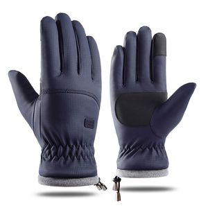 Vinterstil Män Bilcykel Kör Kallskydd Touch Screen Padded Gloves med elastiska manschetter