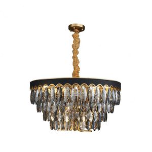 Pendant Lamps Modern Black Crystal Chandelier Luxury Home Decoration For Living Room Dining Kitchen Bedroom HangingChain Lighting Fixture