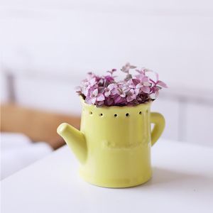 Hollow Kettle Design Flor Cerâmica Mini Suculenta Macetas de Ceramica Desk Decoração Planta Potes Doniczki Ozdobne Jardim Plantadores