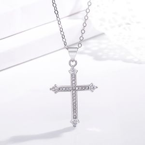 S2434 mode smycken guldplätering diamant jesus kors halsband kvinnor män kristall rad hängande halsband
