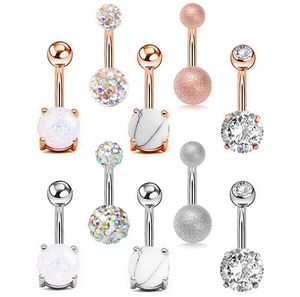 5st Sexy 316l Surgical Steel Bar Belly Rings Women Crystal Ball Girls Navel Piercing Barbell Earring Stone Body Jewelry Set GC162