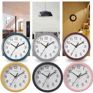 Minimalist Small Wall Clocks With Frame Transparent Plastic Candy Colors Mute 15cm Hanging Watch Clock Living Room Home Decor H1230