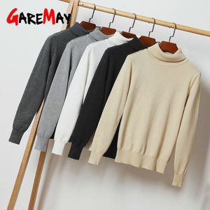 -Coming Höst Winter Turtleneck Pullovers Tröjor Primer Shirt Långärmad Kort Koreansk Slim-Fit Tight Sweater 210428