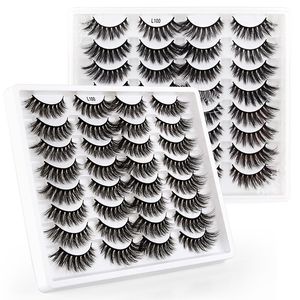 Kalın Doğal Kıvırcık 16 Pairs Vizon Yanlış Kirpikler Set Yumuşak Canlı Kullanımlık El Yapımı Çok Katmanlı 3D Sahte Lashes Dağınık Crisscross Gözler Makyaj Aksesuarları Kadınlar Için