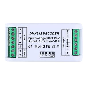 Novo Controlador de Tira LED Dimmers 4CH mini DMX 512 Decodificador RGB Controladores Controladores Uso Decorado Iluminação Início Luzes Dimmer DC12V-24V