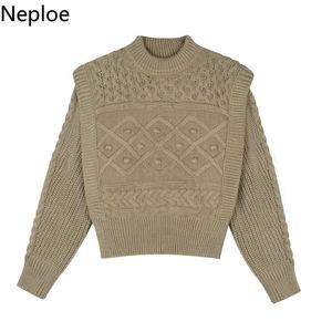 NEPLOE Malha Crown Women Women Sweaters Outono Inverno Longo Manga Chique Tops Ladies Casual Jumper Plus Size Sueter 4F999 210422