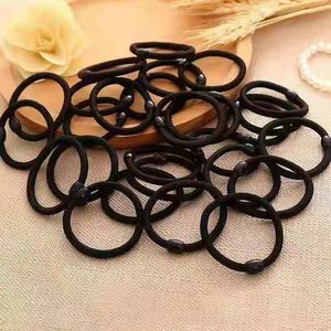 Hair Tie Female Simple Basic Style Rubber Band Black Leather Case Thick Adult Hair Rope Hair Ring Wholesale