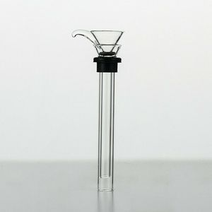 Glas-Downstem, 12 mm männlicher Schaft, diffuser Schiebeadapter, Trichter-Stil mit schwarzem Gummirohr, Raucherzubehör