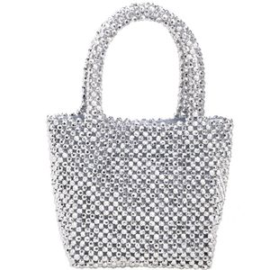 Vintage Perlenbox großhandel-Abendtaschen Silber Acryl Perlen Tasche Perlen Box Taschen Frauen Party Vintage Eimer Handtaschen Sommertropfen