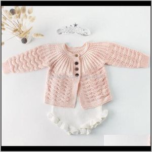 Zestawy Ubrania Dziecko, Kids MaternityBaby Marka Dzianiny Ubrania Baby Girl Knit Romper Kombinezon Infant Lovely Fashion Princess Długim Rękawem Coa