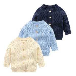 New Cardigan Baby Sweater Knitted Boys Girls Toddler Solid Sweater Handmade Infant Single Breasted Cardigan Kids Newborn Clothes G1026