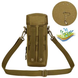 Protector Plus Tactical 800ml Kettle Väska, Militär Travel Camping Axelväska, Molle Vandring Crossbody Väska, Utomhus Cyklingväska Y0721