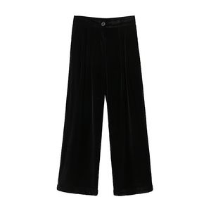 Blsqr Women Black Velvet Spodnie Wysokiej talii Elastyczne Długie Pant Kobiet Spodnie Spodnie Streetwear Spadek 210430