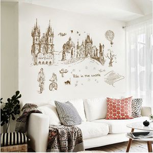 Retro City Travel Wall sticker PVC Background Decor For Home Decor Room Artistic Wall Stickers Wallpaper Stickers On The Wall Po 210420