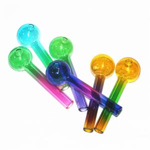 100mm(4 Inches) Mix Color Pyrex Glass Pipe Tobacco Smoke Oil Burner Cigeratte Thick Hand Tube pipes Silicone water bong ash catcher