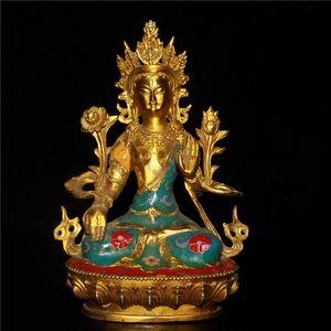 Wholesale wire ornament resale online - Collection of pure copper gold plated Cloisonne wire White Tara Buddha ornaments