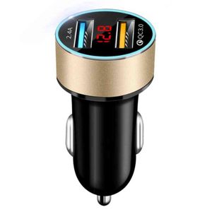 Auto Acessórios Dual USB Digital Display Car carregador portátil de cigarro portátil com LED