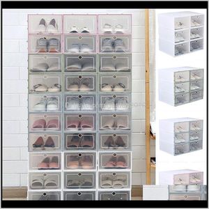 Odzież Szafa 1 PC Transparent Der Plastic Box Clamshell Design Double Stojak na buty Artifact Home Storage Tool Dixdo 2uozf