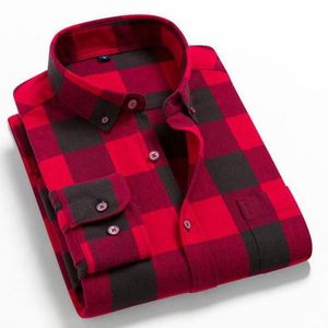 Camicie casual da uomo Camicia invernale flanella rossa a scacchi uomo manica lunga chemise homme cotone maschio assegno