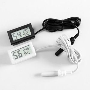 200PCS mini digital LCD-termometer Hygrometer temperatur fuktmätare sond vit och svart i lagerfritt skepp