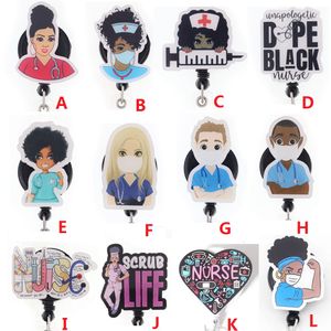 Custom Key Rings Nurse Doctor Scrub Life Acrylic Retractable Medical Badge Holder Yoyo Pull Reel Doctors ID Name Card For Gift