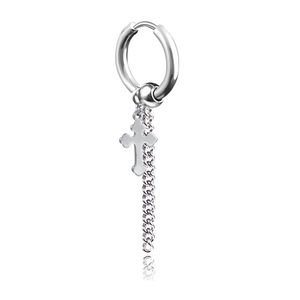 Street Rostfritt Stål Charm Öron Stud Dangle Örhängen För Män Kvinnor Punk Black Piercing Fake Earring Smycken Gift 1 Piece