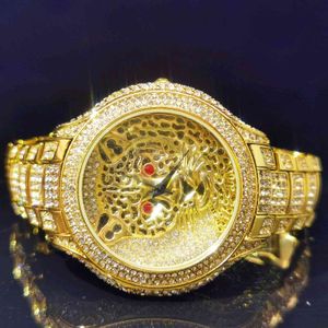 Wholesale water resist watch resale online - MISSFOX Premium Tiger Head Man s Hollow Gold Wristwatch Round Watches Man Hiphop Blingbling Men s Luxury Diamond Quartz Watch
