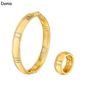 Donia Jewelry braccialetto di lusso moda europea e americana classica numeri arabi rame micro-intarsiato braccialetto zircone anello set lady designer