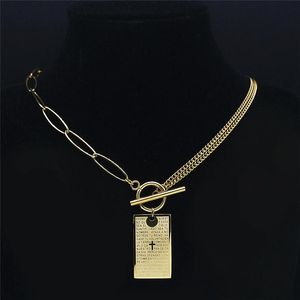 Pendant Necklaces 2021 Christian Cross Scripture Stainless Steel Choker Necklace Geometry Chain For Women Jewelry Bijoux Acier N4296S02