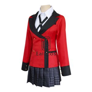 アニメKakegurui Kirari Momobami Cosplayハロウィンカーニバル衣装女性女の子校制服スーツWig Y0913