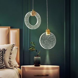 Guld Lyx Kristall Pendellampa för sovrum Bedside LED-belysning Modernt vardagsrum Matsal Kontorsbar Hemhängande lampa