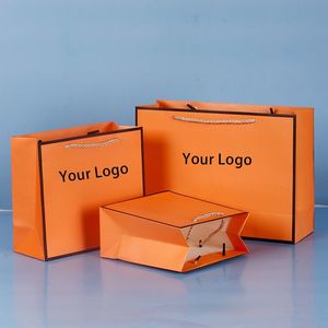 Creative High-Quality Orange Gift Bags For Store Clothes Wedding Christmas Party Supplies Handbags Wrap