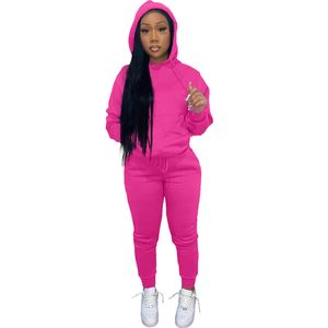 New Fall Winter Jogger suits Women fleece tracksuits long sleeve hooded hoodie Sweatpants Two 2 Piece Sets Casual thick sweatsuits sportswear Bulk items 5956