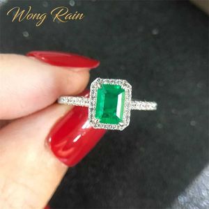 Wong Rain Vintage 925 стерлингового серебра изумрудные бриллианты драгоценные камня свадебное обручальное кольцо изысканные украшения оптом капля 2111217