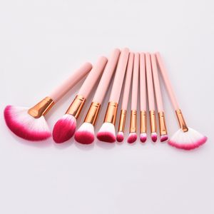 Pennelli per trucco portatili rosa Set 4/10 pezzi Strumenti Accessori per ombretto Blush Evidenziatore Cosmetici Durevole manico in legno Spazzola per capelli morbida DHL Free