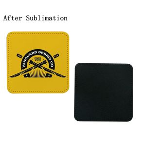 Sublimation Blanks PU Drinking Cups Mats Round Water Tumblers Coasters Non Slip Thermal Heat Transfer Printing White Leather Coaster Square Bottom Protection Mat