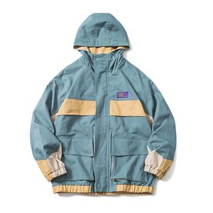 여성 핑크 노란색 outwear 힙합 트렌드 후드 재킷 편지 인쇄 패치 워크 지퍼 방지 재킷 이른 가을 C0205 210514