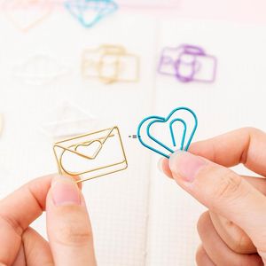 Creative Hollow Paper Clip Set Gold Cute Bookmark Color Office Filing Supplies Student DIY Hand Account Accessory RRD13572