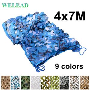 WELEAD 4x7M Reinforced Camouflage Nets Military White Blue Sand for Garden Camo Network Awning Hiding Shading 4x7 4*7M 7x4M 7x4 Y0706