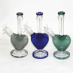 Pipa ad acqua a forma di cuore Bong in vetro Piattaforma petrolifera Bong in silicone Fumo di narghilè Dab rig con 14 mm Catturatori di recupero ciotola