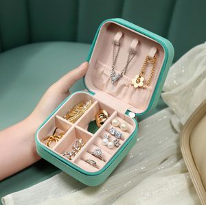 Portable Zipper PU Leather Travel Jewelry Storage Box Rings Earrings Necklace Organizer Gift Display Case Accessories Holder