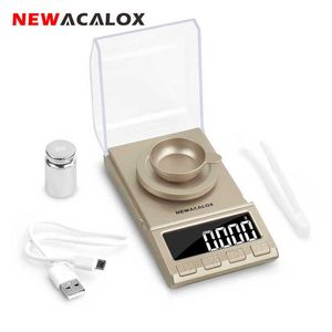 ACALOX 0,001G Precyzyjna Cyfrowa skala biżuterii 50g / 100 g / 200g USB Zasilana Elektroniczna waga Ważenie LCD Mini Laboratorium Saldo 0,001g 210927