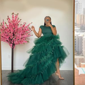 2021 Hunter Green Tüll Damen Umstandsnachtwäsche Kleid Rüschen Feder Nachthemden für Fotoshooting Dessous Bademantel Nachtwäsche Babyparty