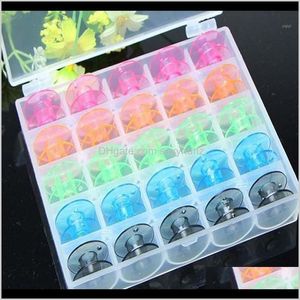 Notions Tools Apparel Drop Delivery 2021 25Pcsset Empty Bobbins Sewing Hine Spools Colorful Plastic Case Storage Box Needlework Tool For Brot