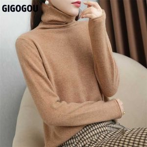 GIGOGOU Pile Kragen Wolle frauen Rollkragenpullover Koreanische Mode Langarm Pullover Top Weiche Weibliche Jumper Damen 211018