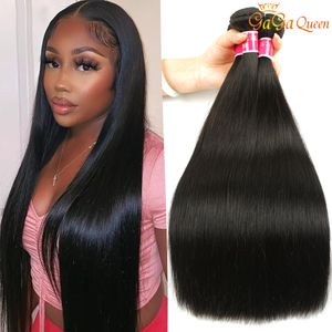 Feixes de cabelo liso brasileiro vison 30 polegadas cabelo virgem brasileiro onda corporal extensões de cabelo humano tecer gagaqueen