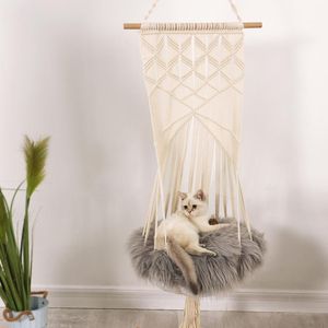 Cat Swing hängmatta boho stil bur säng handgjorda hängande sömn stol säten tofs katt leksak leka bomull rep husdjur hus