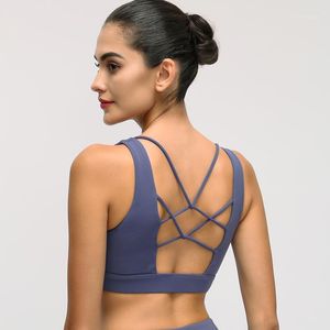 Gym Clothing TWTOPSE Plain Bodybuilding Sports Bras Top Women Sexy Strappy Padded Fitness Workout Yoga Brassiere Naked-feel Fabric Size 4-8